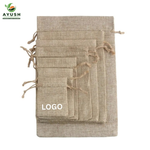 Bolsas de yute natural personalizadas con cordones de cierre, bolsa de arpillera duradera y ecológica para almacenamiento de granos de café - Product Image 2