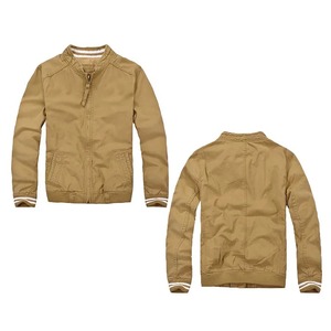 Blouson bomber vert olive pour homme, fermeture éclair, couleur unie, style décontracté, col rabattu, matière polyester, vêtement d'automne - Product Image 4