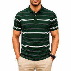 Camisas Personalizadas al por Mayor para Hombre, Estampado Digital a Rayas, Casuales, Transpirables, de Secado Rápido, Manga Corta, Mezcla de Algodón, Corte Ajustado - Product Image 1