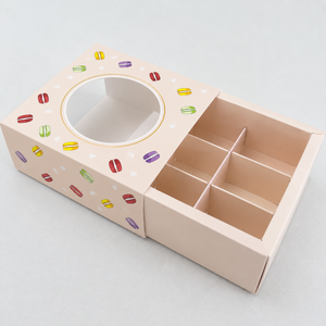 Biodegeadable Eco Paper <b>Box</b> Packaging Macaron 6 Grids Dividers Food Cardboard Grade Dessert <b>Box</b> With Window - Product Image 4