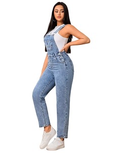 Salopette en jean décontractée pour femme, coupe ample, douce et confortable, bretelles réglables, tenue streetwear quotidienne - Product Image 1