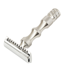 Maquinilla de Afeitar Clásica de Alta Calidad de Acero Inoxidable con Una Sola Cuchilla Ajustable para Hombres, Depilación Suave del Rostro y Cuerpo, Cepillo Pequeño - Product Image 1