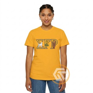 เสื้อยืดคอกลมสีทองสำหรับผู้หญิง Sigma Gamma Rho ทรงปกติ สวมใส่สบาย แขนสั้น ผ้าฝ้ายเจอร์ซีย์ 100% พิมพ์ลายโลโก้ ระบายอากาศได้ดี เหมาะสำหรับฤดูร้อน - Product Image 2