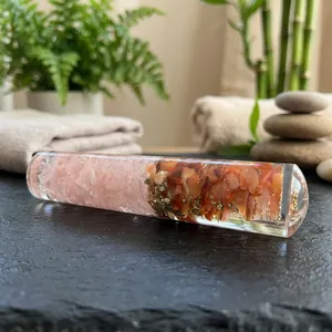 Obélisque de massage en cristal d'orgonite, quartz rose et cornaline rouge, écologique, fait main, mascotte Feng Shui, en pierres précieuses, directement du fabricant - Product Image 3