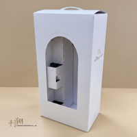 Caja de Regalo Blanca Autoarmable con Asa y Ventana, Materiales Reciclados, Cartón Corrugado con Relieve para Empaque de Vodka y Whisky