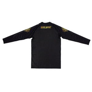Fairtex Men's Combat Rash Guard - Black & Gold Spiral Design - High-Elasticity Training Top for Muay Thai and Grappling - Product Image 4