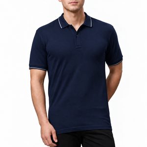 เสื้อโปโลแขนสั้นผู้ชาย สีพื้น สไตล์ลำลอง สำหรับตีกอล์ฟ  รับสกรีนโลโก้  ขอบปกสีต่าง  ราคาขายส่ง คุณภาพสูง - Product Image 5