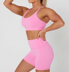 Conjunto Deportivo EnovStars para Mujer, Top Deportivo y Pantalones Cortos, Logotipo Frontal, Sensación Ligera, Nailon y Elastano, Secado Rápido, Cintura Alta, OEM, ODM, Marca Privada - Product Image 1