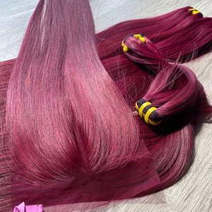 ผมต่อแบบคู่สีเบอร์กันดีแบบช่อเดียวสำหรับต่อแบบมีลูกไม้แท้100% เวียดนาม - Product Image 6