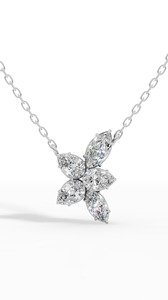 Collier de luxe en or massif 18 carats avec diamant de laboratoire taille poire florale et taille marquise, incolore VVS, pour mariage, anniversaire, fête - Product Image 3