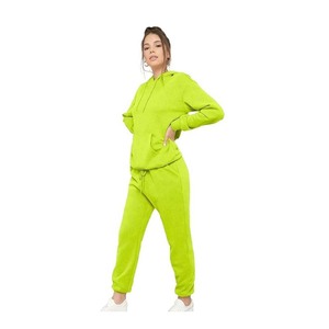Trendy half <b>zip</b> tracksuit for women featuring a stylish cropped fit and high waist joggers made from soft cotton blend fabric - Product Image 6