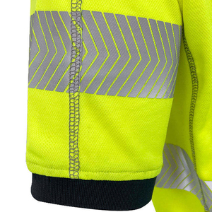 Chemise de travail haute visibilité personnalisée pour homme, à manches courtes, en jersey uni 100 % coton respirant, avec fermeture éclair réfléchissante, uniforme de sécurité - Product Image 5