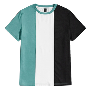 เสื้อยืดคอกลมแขนสั้นผู้ชาย ทรงปกติ ดีไซน์เรียบง่าย สีขาว ดำ และเขียวอมฟ้า - Product Image 1