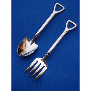 Acier inoxydable plaqué argent avec manche en bois fait à la main service à salade ensemble cuillère et fourchette pour restaurant à domicile - Product Image 4