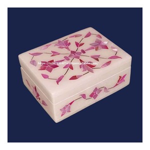 No. 1 Quality New Born Baby Girl Pink Mother Pearl Inlay Marble Jewelry <b>Boxes</b> Handcrafted Gift Box Ready to Ship for Necklace - Product Image 1