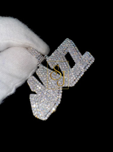 Collier personnalisé double couche Hip Hop nom Bling lettres de script personnalisées avec diamant glacé VVS Moissanite pour rappeur Proms - Product Image 5