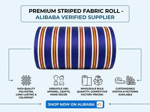Rouleau de tissu tissé en PP recyclé, motif rayé écologique, matériau durable pour sacs de courses, sacs fourre-tout, emballages - Product Image 6