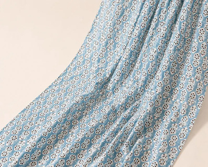 Indian Hand Block Printed Cotton <b>Fabric</b> Sky Blue Floral <b>Fabric</b> by Yard Sanganeri Print Soft Cotton Dress Material Jaipur - Product Image 1