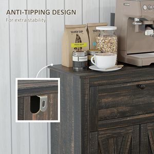 Dark Brown Wood <b>Sideboard</b> Buffet <b>Storage</b> Cabinet Free Standing with Doors Drawer for Kitchen Living Room for Villa Application - Product Image 6