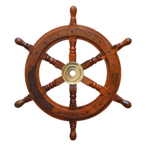 Roue nautique pour décoration murale, roue de bateau en bois, décoration intérieure, design pour salon, finition artisanale, roue nautique - Product Image 5