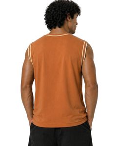 เสื้อกล้ามผู้ชายสีส้มไหม้ ผ้าคอตตอนเจอร์ซีย์พรีเมียม สำหรับออกกำลังกาย ฟิตเนส ลำลอง ใส่สบายในฤดูร้อน น้ำหนักเบา ระบายอากาศได้ดี ทรงพอดีตัว - Product Image 2