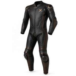 Combinaison de moto en cuir pleine fleur X Premium d'une seule pièce |   Noir Rouge Gris |   Logo X |   Fabricant OEM ODM |   Design haut de gamme | - Product Image 1