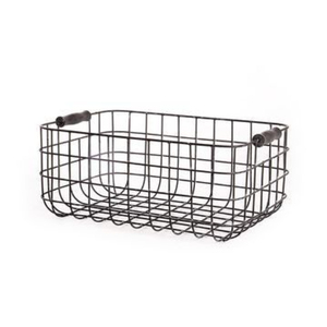 Classic Black Metal Wire <b>Basket</b> Multi-Purpose Rectangular Kitchenware Tabletop Fruit & <b>Vegetables</b> <b>Storage</b> <b>Basket</b> With Handles - Product Image 1