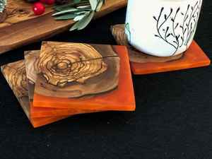 Regalo de inauguración para casa o apartamento nuevo: Posavasos creativos de resina y madera, estilo moderno, de madera y resina epoxi. - Product Image 4