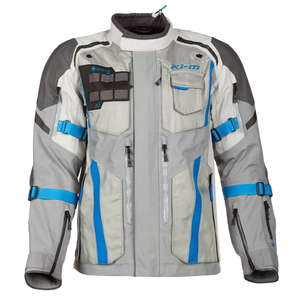 Klim Men's Waterproof Breathable Windproof Thick Motorcycle Jacket Grey Blue Stand Collar <b>Covered</b> <b>Button</b> Closure Winter Moto - Product Image 1