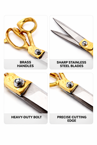 Ciseaux à manche en laiton, lames durables et aiguisées pour la coupe de tissus, la couture et l'utilisation en atelier - Product Image 5