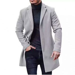 Abrigo Largo de Invierno para Hombre, Talla Grande, Color Verde Oliva, Mezcla de Lana, Cuello Vuelto, Cierre de un Solo Botón - Product Image 6