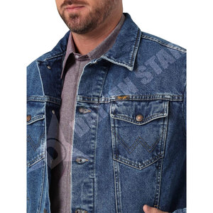 Men's Classic Denim Jacket Regular Fit Acid Wash <b>Light</b> Vintage Cotton Button Closure Casual Style Winter Wear - Product Image 2