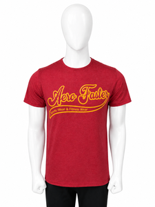 Aero Faster <b>Men's</b> <b>Red</b> Short <b>Sleeve</b> T-<b>Shirt</b> Regular Fit O-Neck Casual Front Knitted Breathable Quick Dry Polyester - Product Image 1