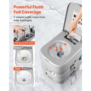 WC Portatile con Serbatoio Rimovibile da 7,9 Galloni, 200 Sciacquoni, per Campeggio, Adulti, Viaggi all'Aperto, Indicatore di Livello Incluso - Product Image 4
