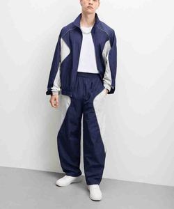Men's Color Blocking <b>Racer</b> <b>Jacket</b> Windproof Zipper Closure Sporty Stand Collar Polyester Autumn Wear Regular Fit - Product Image 4
