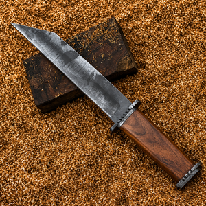 Couteau Viking Seax artisanal OEM, acier à haute teneur en carbone, lame fixe, couteau de survie et de chasse, manche en bois, vente en gros - Product Image 6