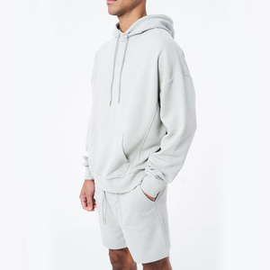 Conjuntos de 2 Piezas de Pantalones Cortos con Cordón y Sudadera con Bolsillo Delantero de Felpa Casual de Verano para Hombre con Logotipo Personalizado - Product Image 2