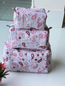 Trousse de Toilette Légère en Coton pour Femme avec Fermeture Éclair, Imprimé Floral Fait Main, Boîte à Maquillage et Pochettes Polyvalentes - Product Image 1