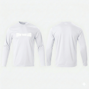 Camiseta blanca personalizada para hombre, lisa, transpirable, de secado rápido, cuello redondo, poliéster, manga larga, corte ajustado, estilo urbano, al por mayor - Product Image 1