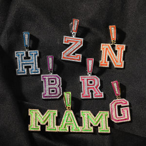 Custom MRG Letter Bezel Setting Hiphop Moissanite Pendant Name Pendant Micro Pave Alphabet Pendant Gold Plated <b>Charm</b> - Product Image 6
