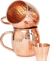Ensemble de tasses et verres en cuivre traditionnels faits à la main avec finition polie, capacité personnalisable, tasses à bière et à Moscow Mule, vente en gros
