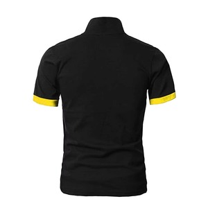 เสื้อโปโลสีดำเหลืองตัดกันสำหรับผู้ชาย แขนสั้น ปักลาย ถักทอ สวมใส่สบายๆ เล่นกอล์ฟ ทำงาน - Product Image 2