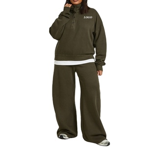 Ensemble sweat-shirt et pantalon de survêtement, prix bas/prix d'usine, 2026, survêtement de haute qualité, surdimensionné, vêtements de rue pour femmes, design d'ensemble de survêtement - Product Image 1