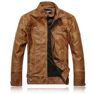 Chaqueta de Cuero Estilo Americano para Hombre, Ropa de Calle, Chaqueta de Cuero para Hombre, Abrigo con Cuello Alto, Chaqueta de Motociclista para Hombre - Product Image 3