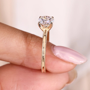 Producto de Moda: Anillo de Diamante de Corte Redondo de 1.50 Quilates Cultivado en Laboratorio, Anillo de Compromiso y Boda, Joyería, Anillo de Oro Amarillo de 14k - Product Image 4