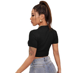 Top Corto para Mujer, Estilo Coreano Moderno, Transpirable, de Algodón Suave, para Todas las Temporadas, Elegante, Juvenil, Casual y Elegante - Product Image 4