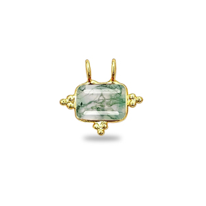 Colgante Rectangular de Ágata Musgosa con Bisel Elegante, Chapado en Oro Hecho a Mano, Joyería de Piedra de Nacimiento, Joyería de Ágata Musgosa Natural, Proveedores Indios - Product Image 1