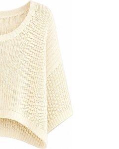 Pull court tricoté surdimensionné personnalisé pour femme, coupe ample, manches courtes, léger, respirant, décontracté, tendance, pour l'été - Product Image 4