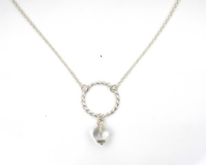925 Sterling Silver Twisted Circle Crystal Teardrop Necklace - Product Image 1