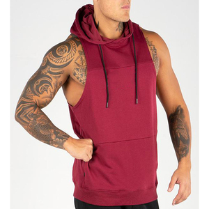 Camiseta Deportiva con Capucha para Hombre, Personalizada, de Alta Calidad, Informal, Cómoda, sin Mangas, Ajustada, de Color Sólido, de Secado Rápido, con Cordón Ajustable - Product Image 1